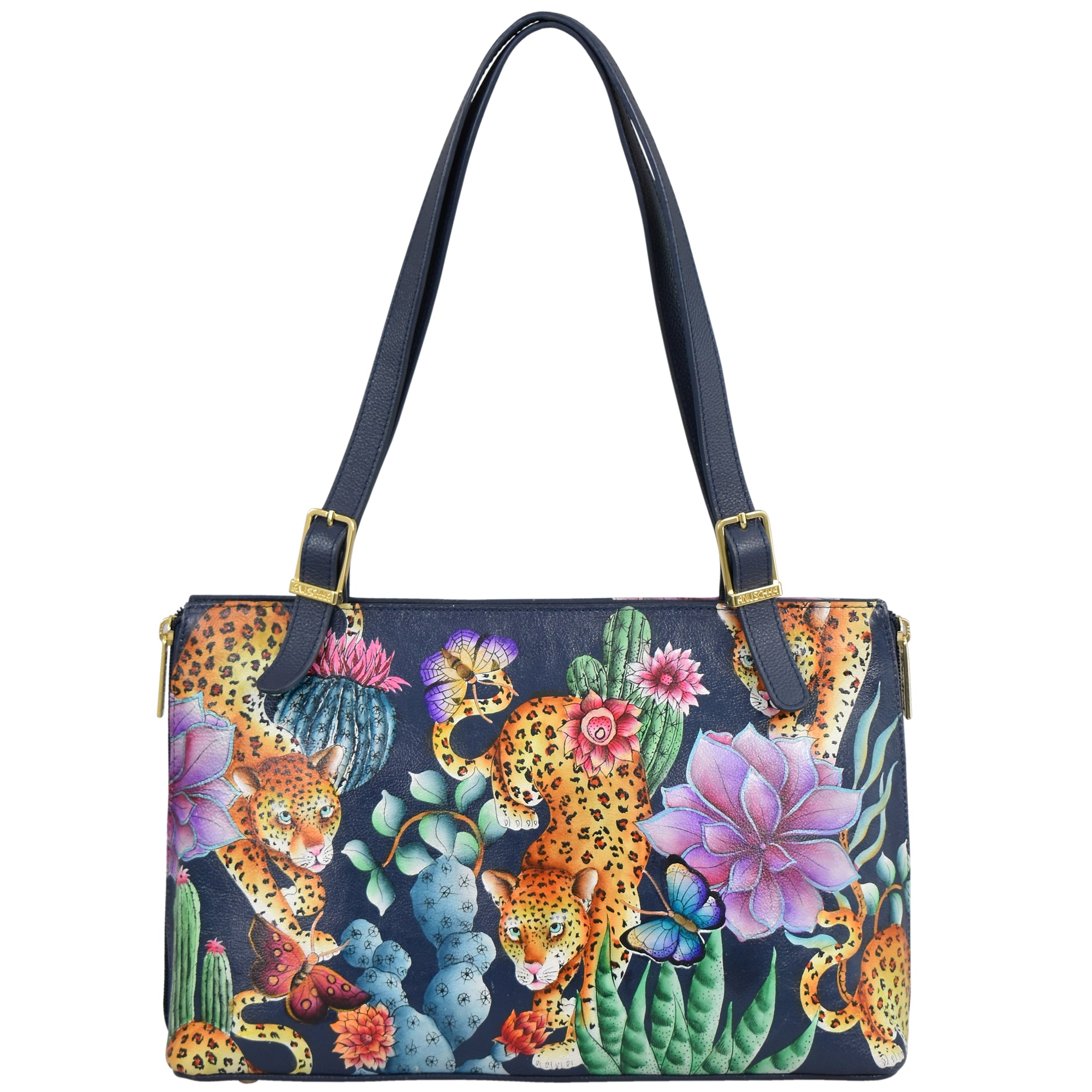 Anuschka Bag: Leopard in Paradise satchel newest - handpainted