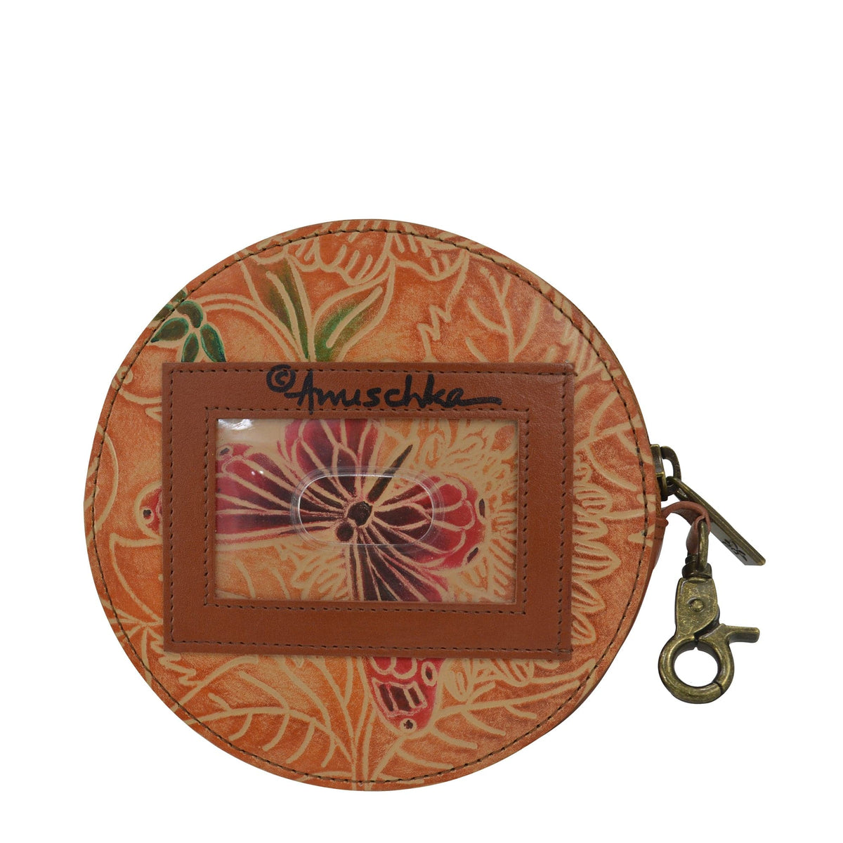 Anuschka Round Coin Purse 1175 Handbags Tooled Butterfly Multi : One Size