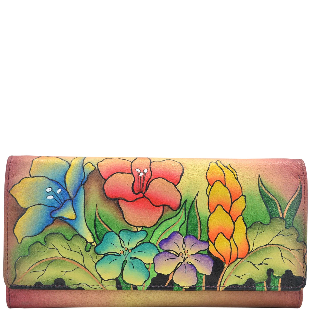 Anna by Anuschka Women's Hand Painted Two Fold Wallet 1854, Size: One size, Mediterranean Garden