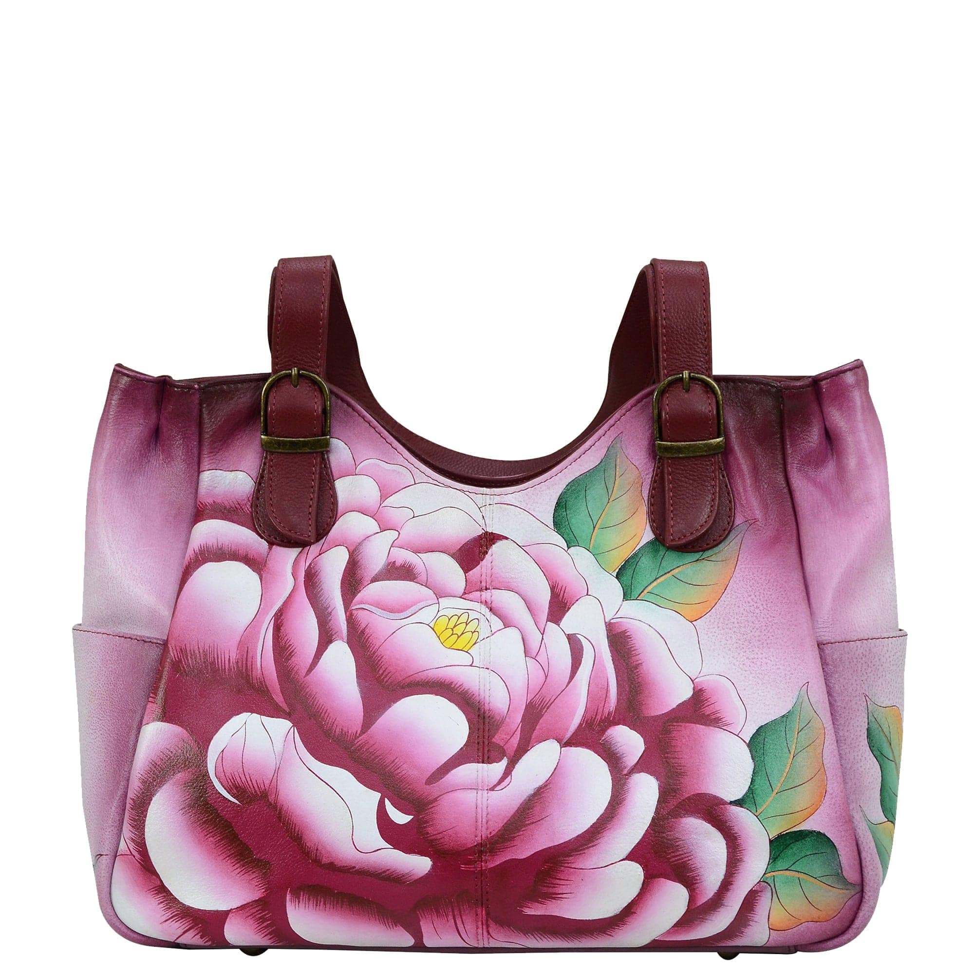 Anna by Anuschka Women s Hand Painted Medium Shoulder Bag 8065 Precious Peony