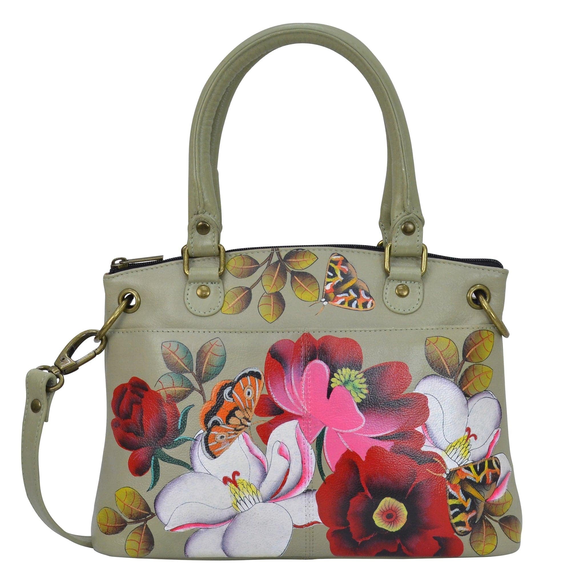 Anuschka top hand painted leather satchel with matching wallet