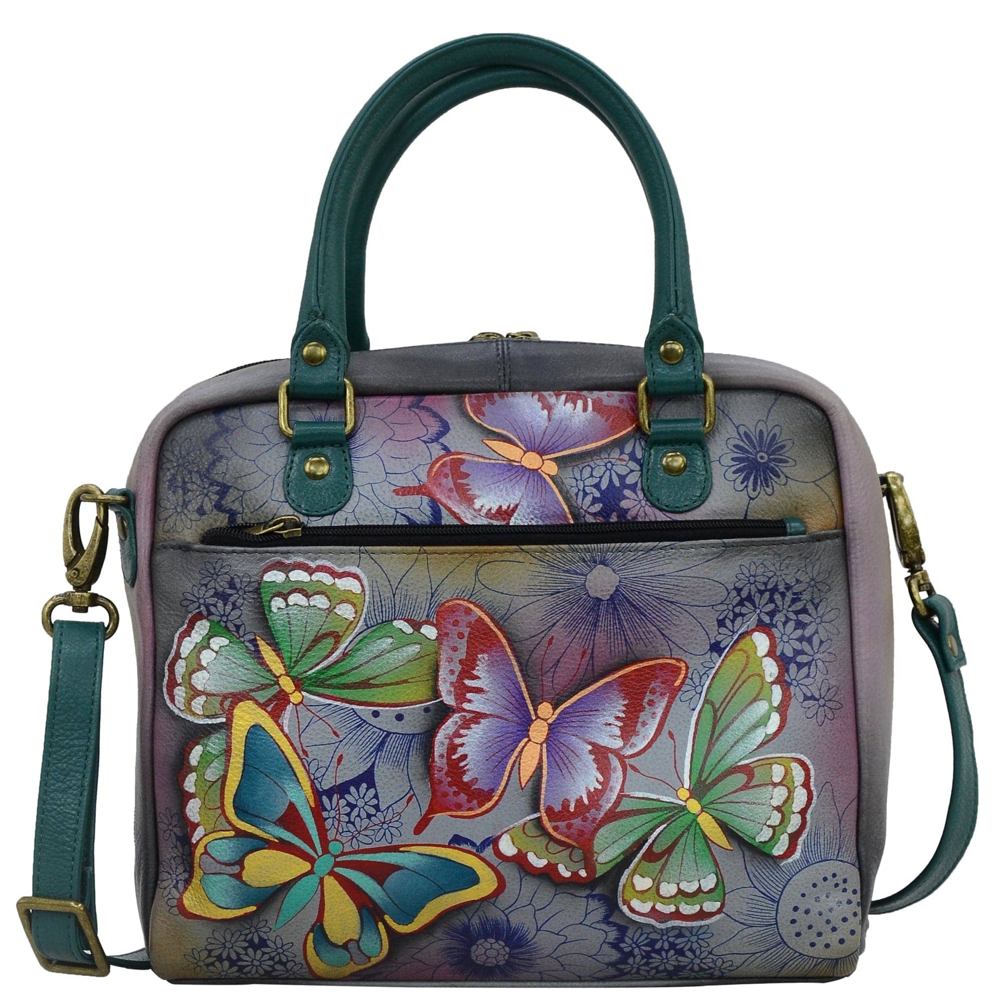 Anuschka Handpainted Crossbody Handbag Genuine Leather sold Abstract Color Boston