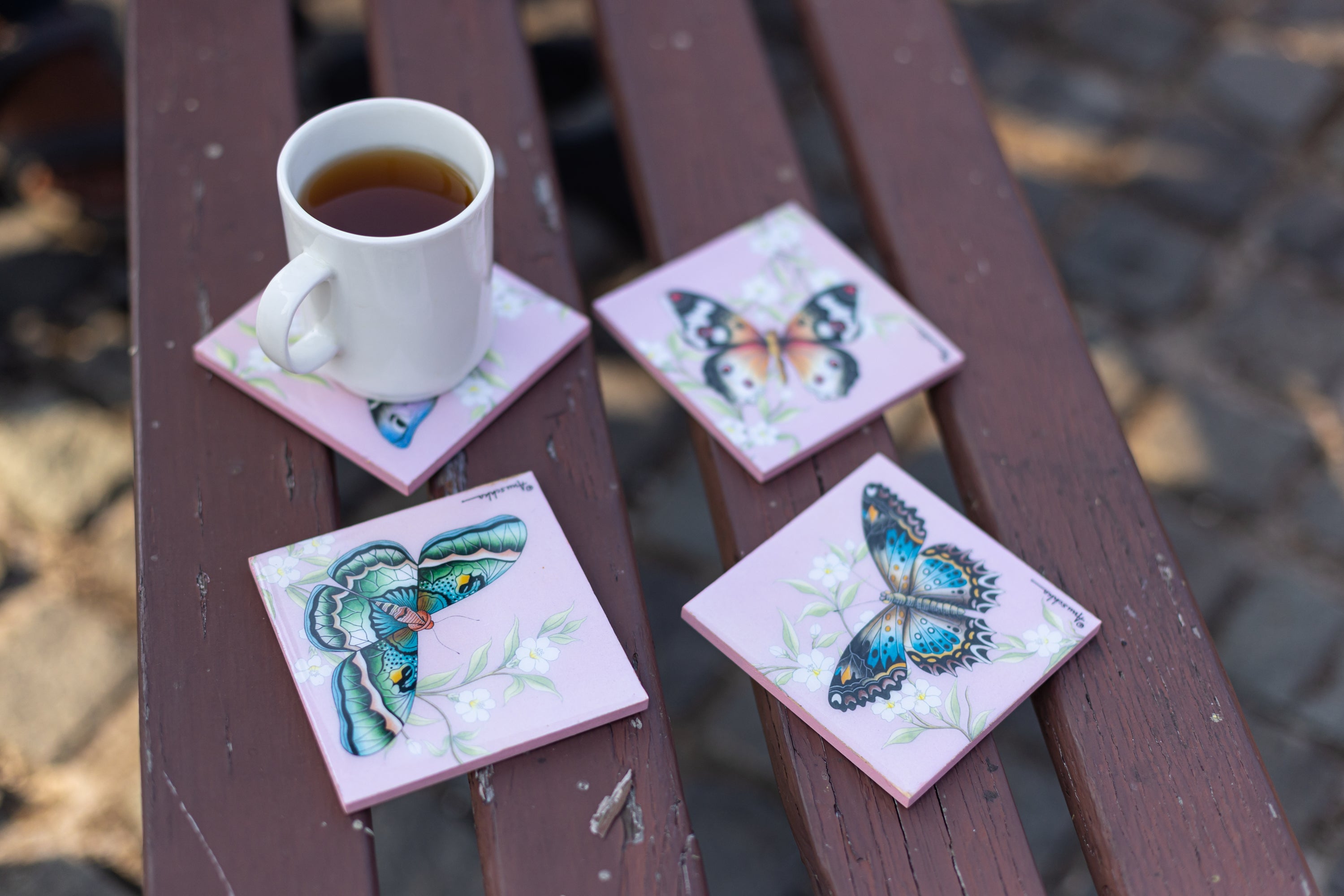 Printed Wooden Coasters Set Collection