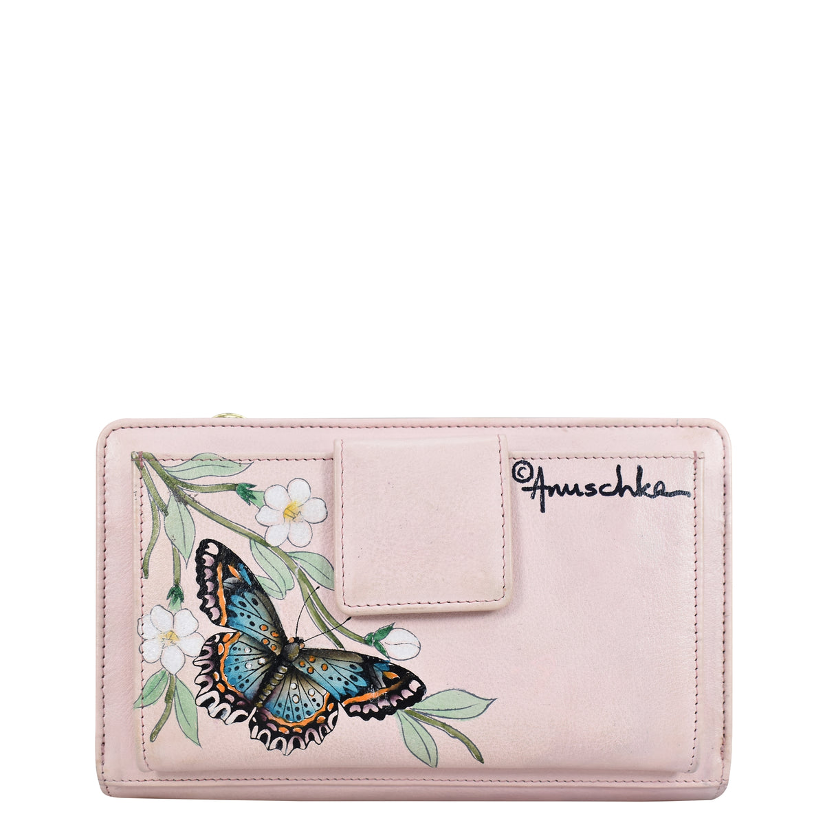 Butterfly Melody Leather Hand-Painted Organizer Wallet Crossbody - 1149 ...