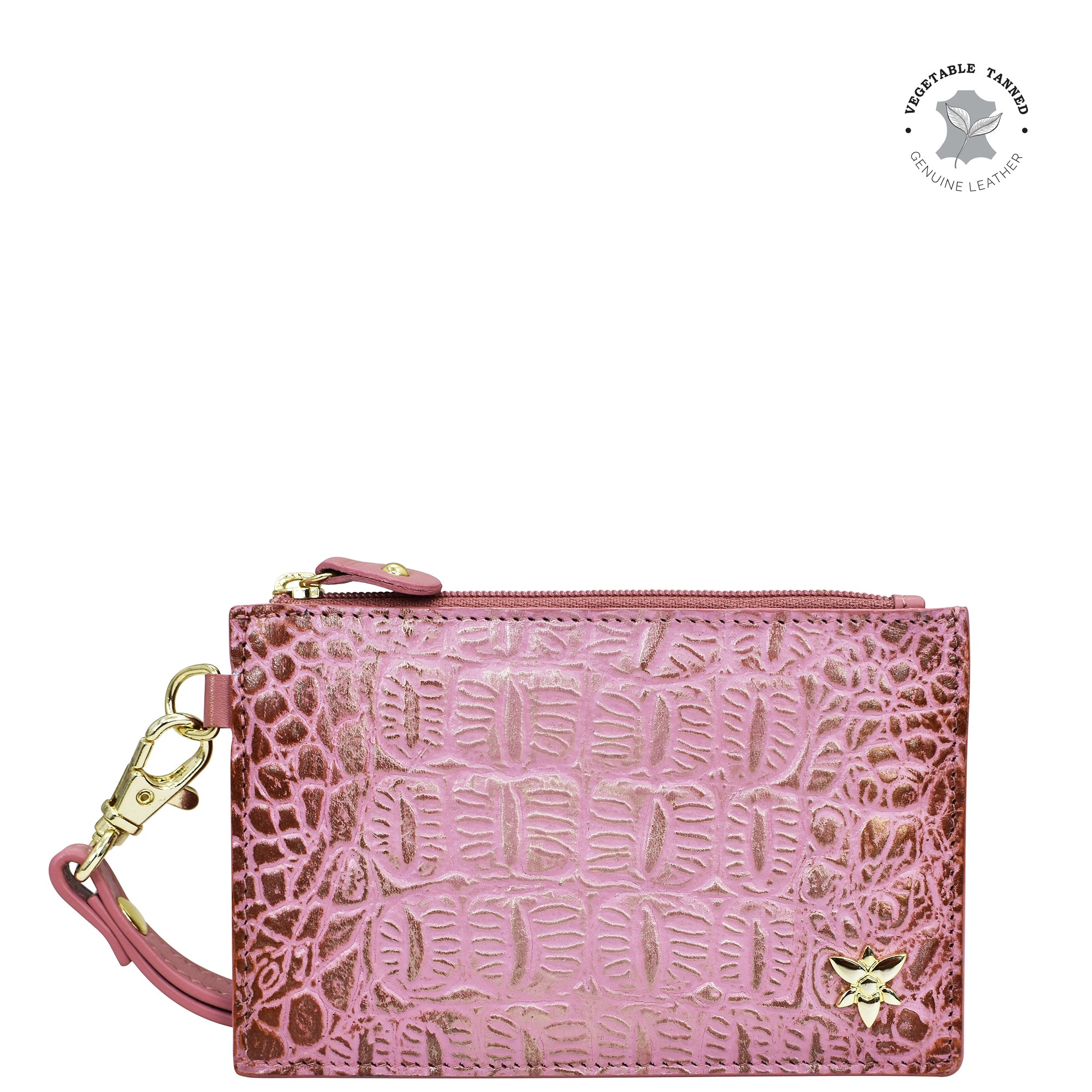 Small round pink or blush croco leather bag online 9x 9