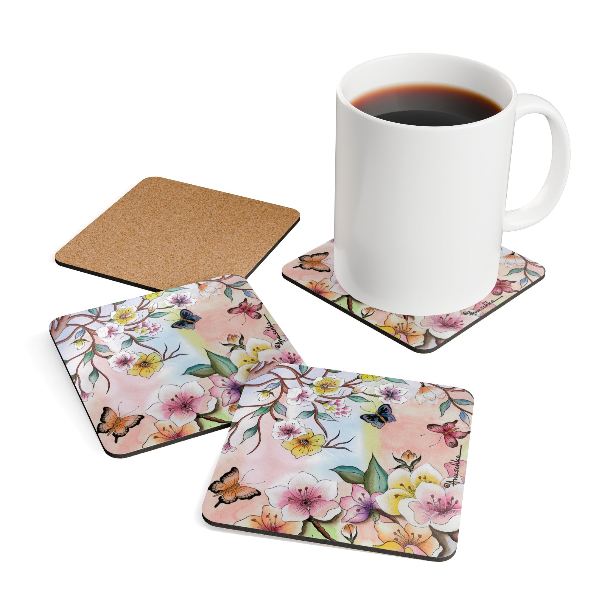 Japanese Garden Corkwood Coaster Set