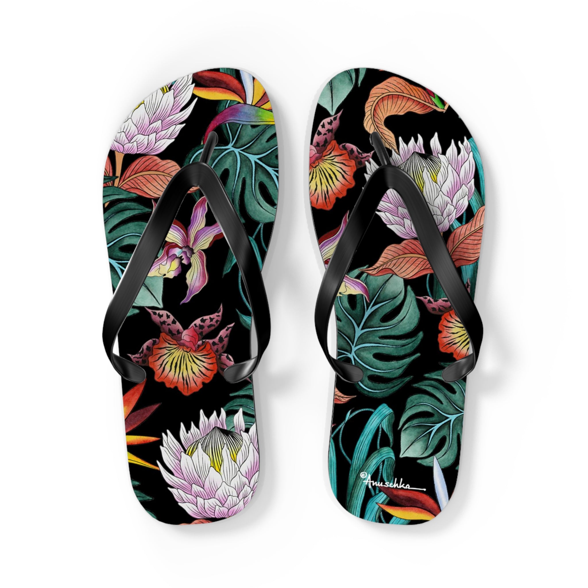 Island Escape Black Flip Flops