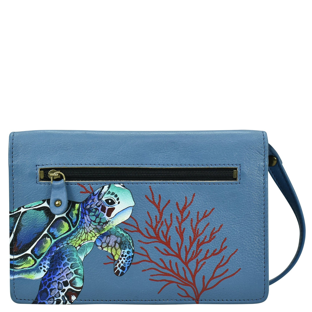 Buy Turtle Reef Sapphire Leather Hand Painted Organizer Wallet On a ...
