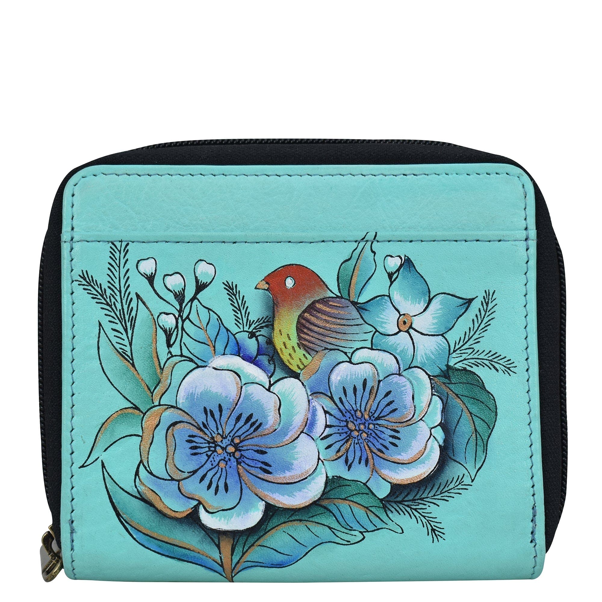 Vintage Garden Turquoise Zippered Organizer Wallet - 1867