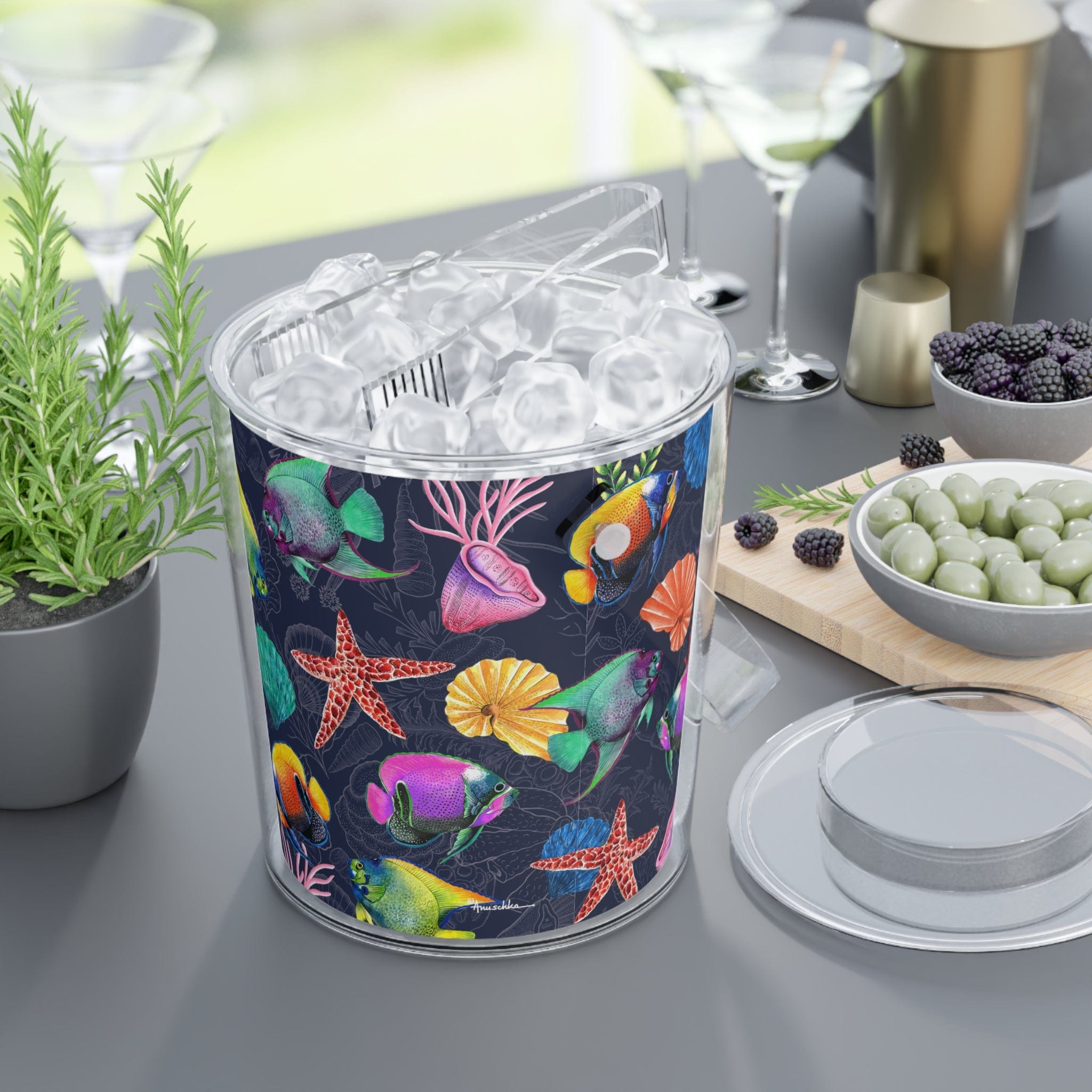 Mystical Reef Ice Bucket with Tongs