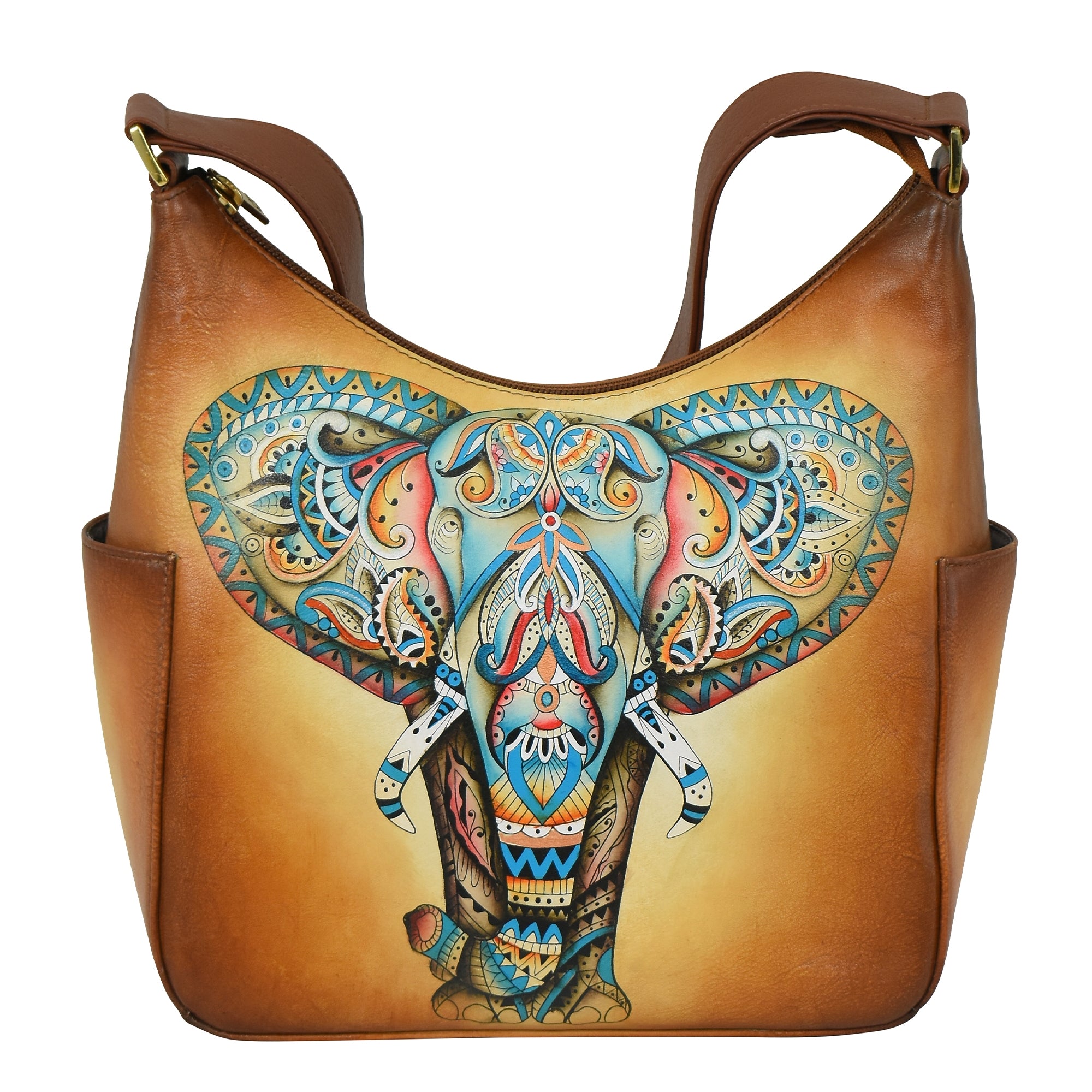 NIDO fichi, hand-painted genuine sold leather bag/ Genuine leather bag handpainted with figs