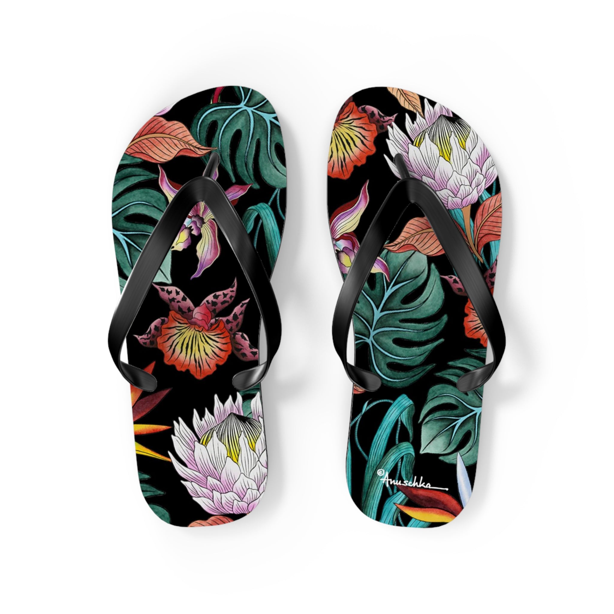 Island Escape Black Flip Flops