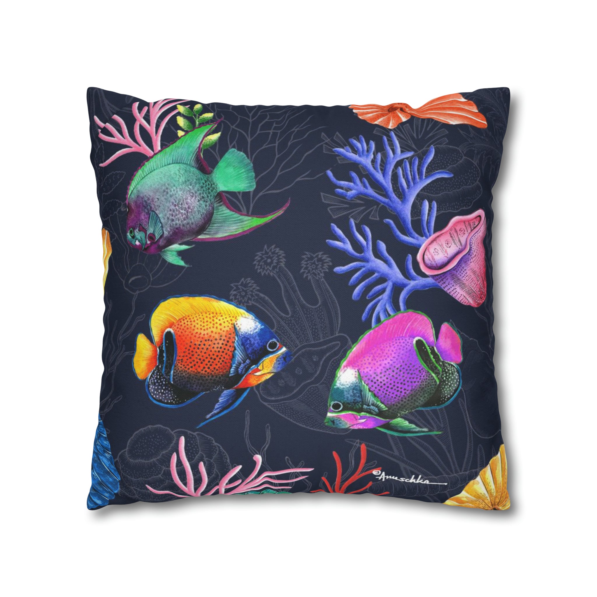 Mystical Reef Polyester Square Pillow Case