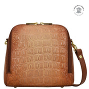 Croc Embossed Caramel Zip Around Travel Organizer - 668