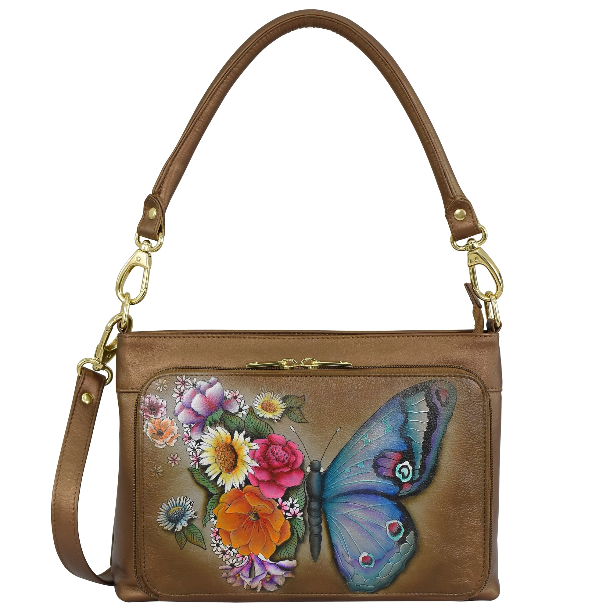 Anuschka Handpainted Crossbody Handbag Genuine Leather sold Abstract Color Boston