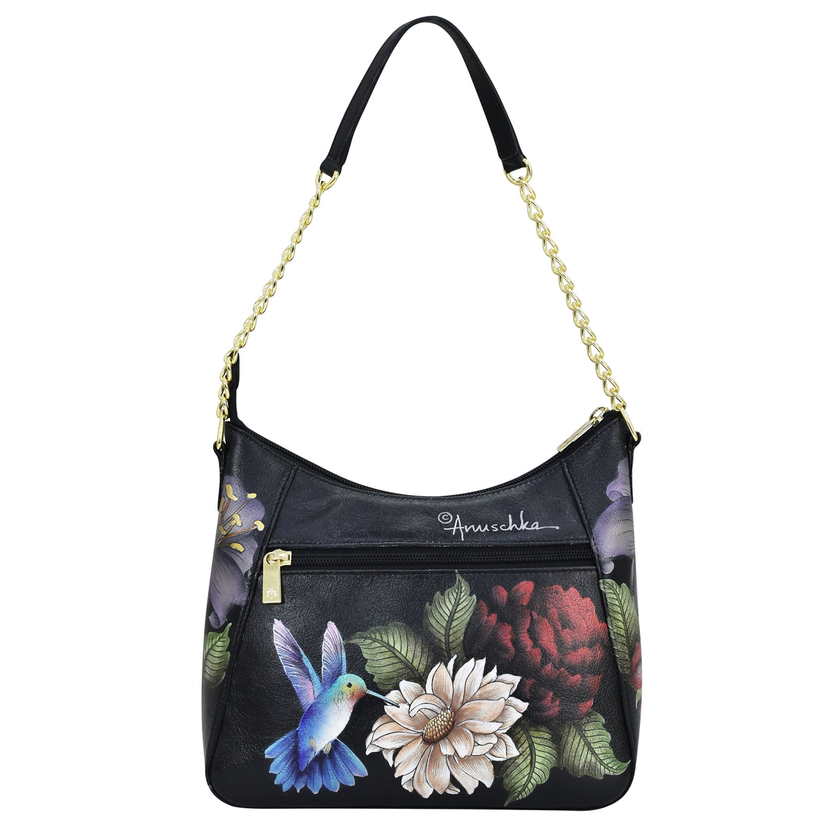 Leather Hand-Painted Zip-Top Shoulder Hobo - 709 – Anuschka