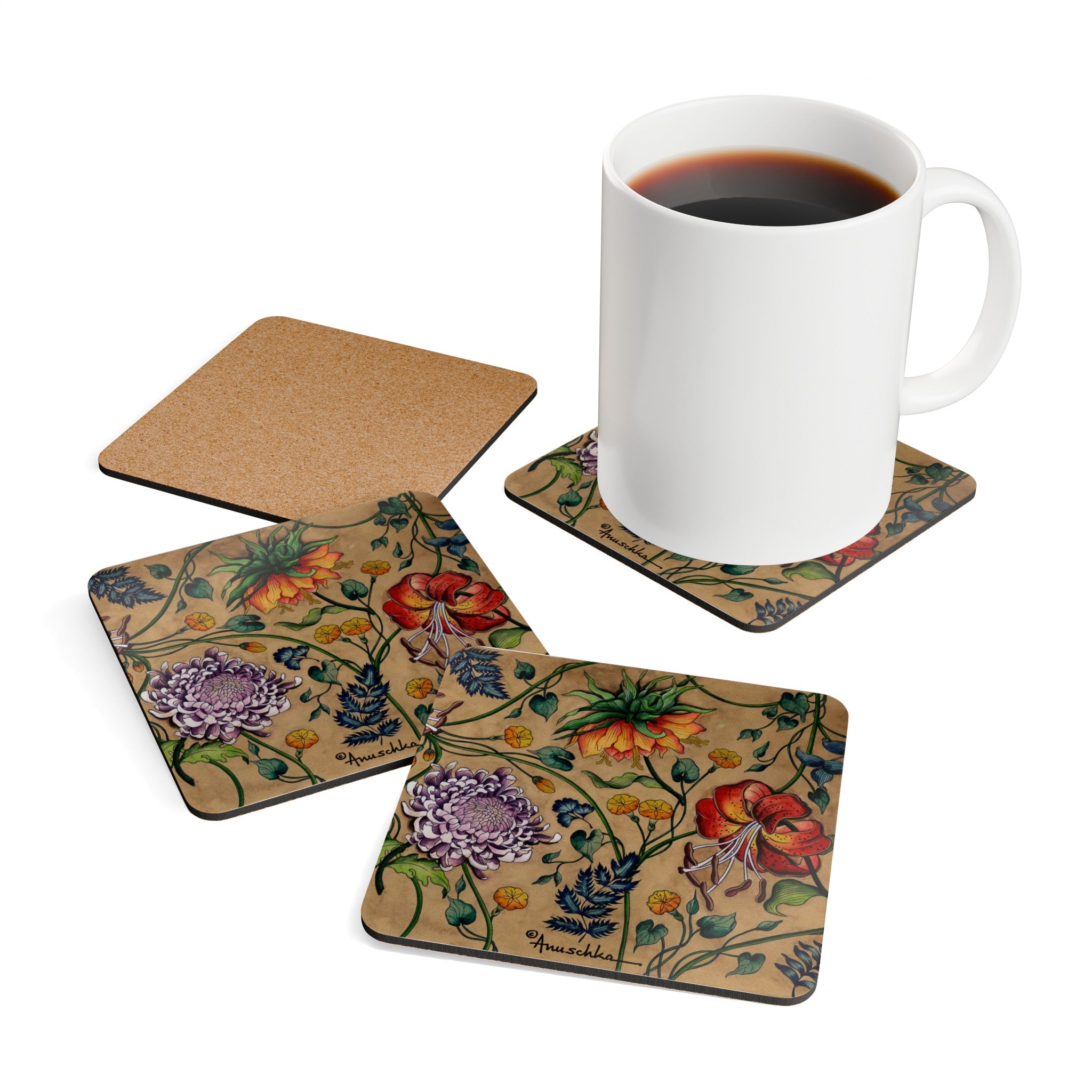 Caribbean Garden Corkwood Coaster Set