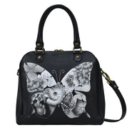 Butterfly Mosaic Black Organizer Satchel - 8480