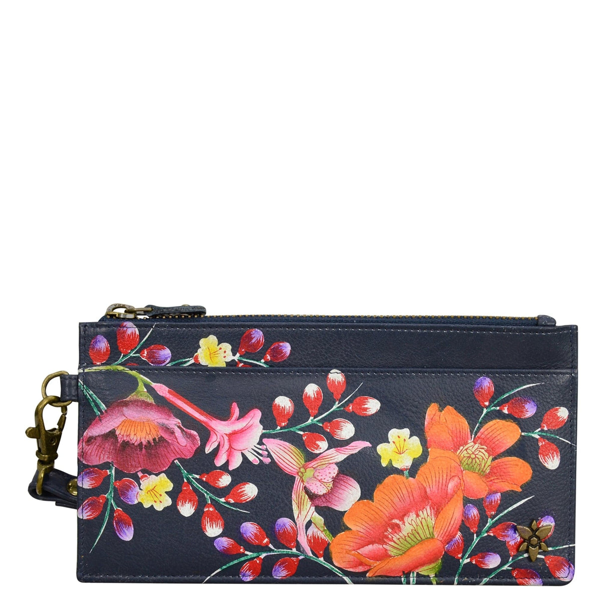 Buy Moonlit Meadow Leather Hand Painted Clutch wristlet organizer ...
