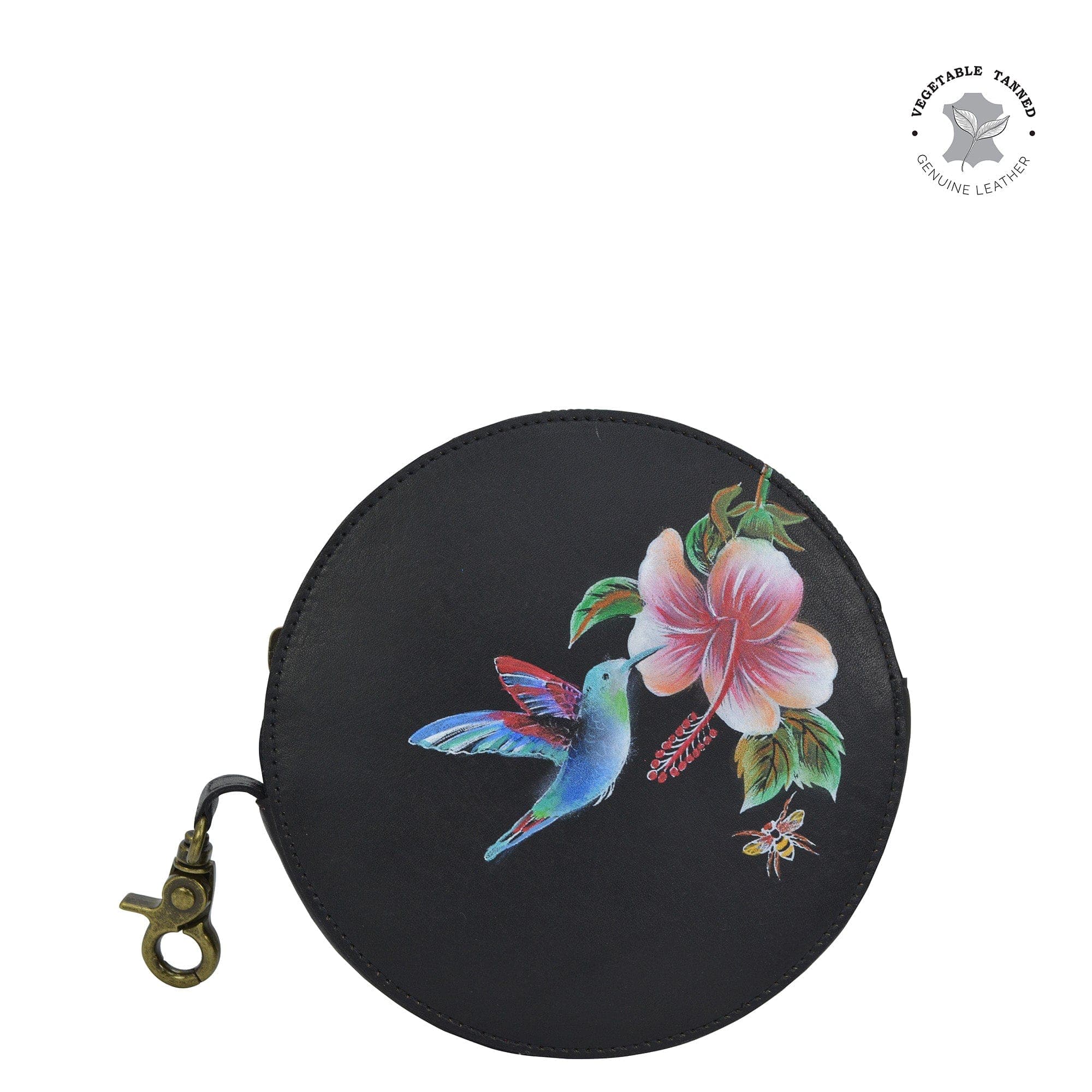 Hummingbird Black Round Coin Purse - 1175