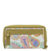 Fabric with Leather Trim Wristlet Travel Wallet - 13000