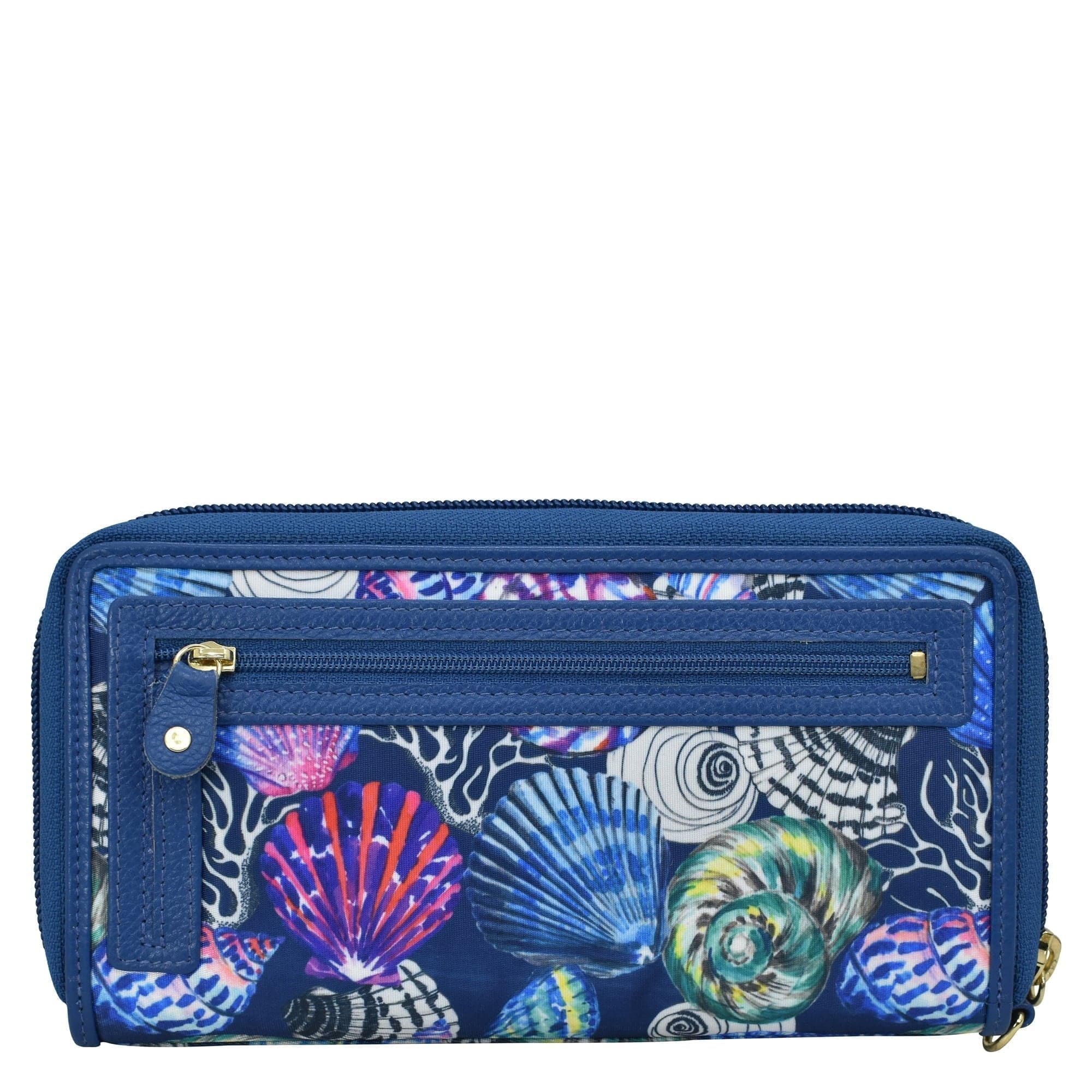 Fabric with Leather Trim Wristlet Travel Wallet - 13000