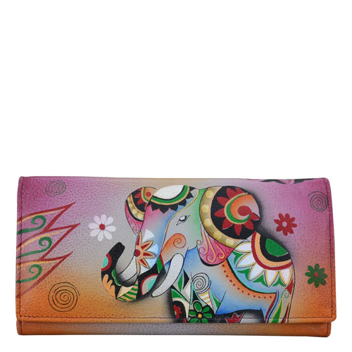 Leather Hand painted Small Multi Compartment Zip-Around Organizer ...