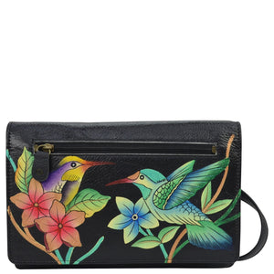 Anna by Anuschka Hand Painted Leather Organizer Wristlet Wallet