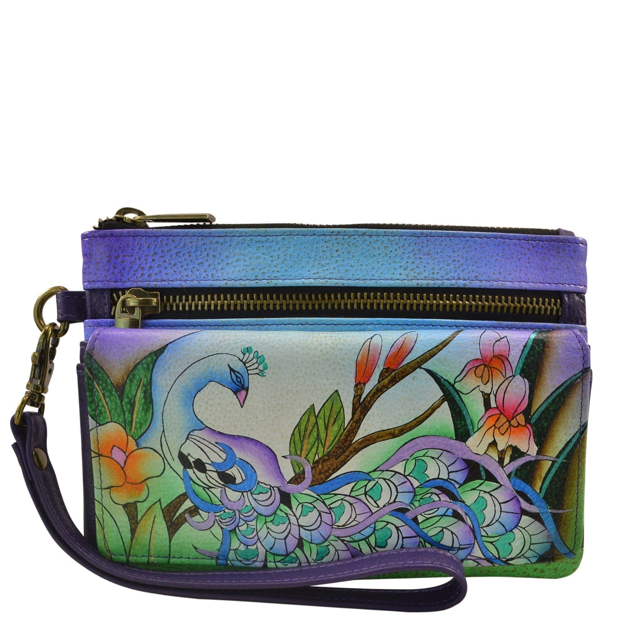 Midnight Peacock Wristlet Organizer Wallet - 1838