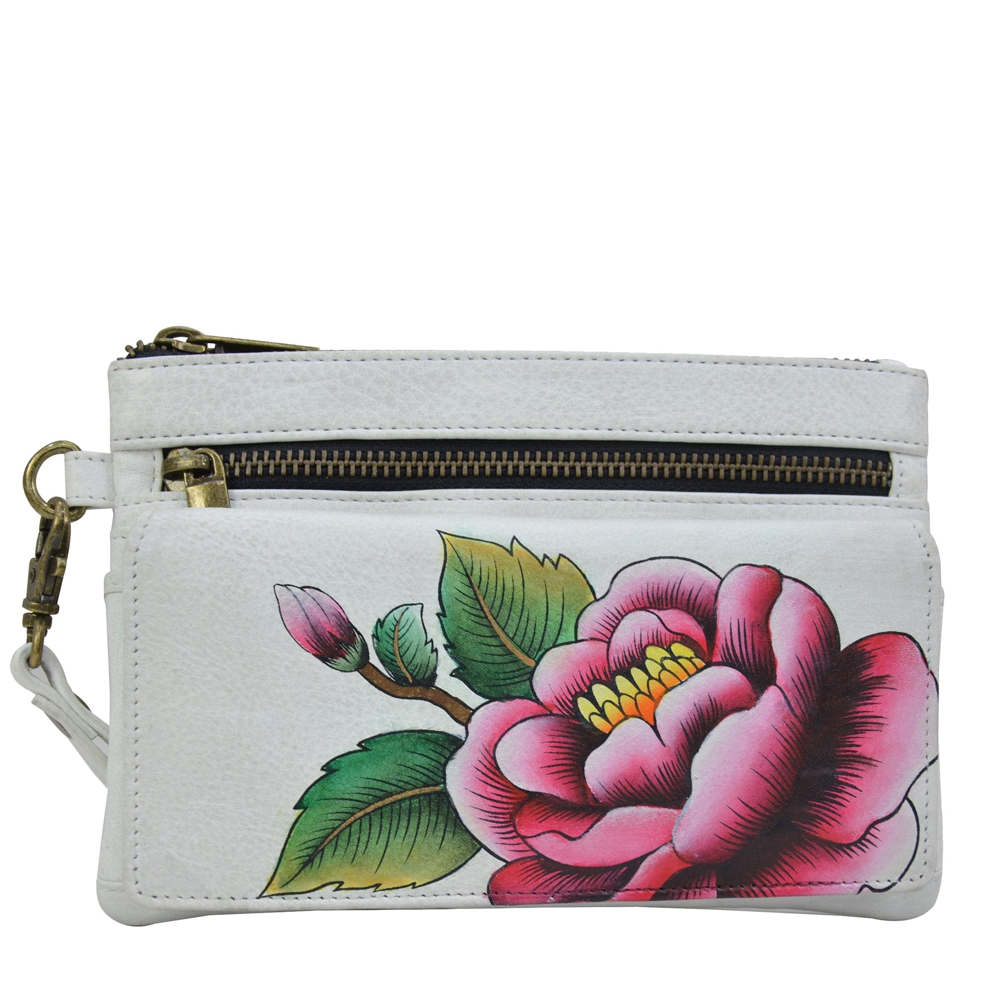 Peony-Ivory Wristlet Organizer Wallet - 1838