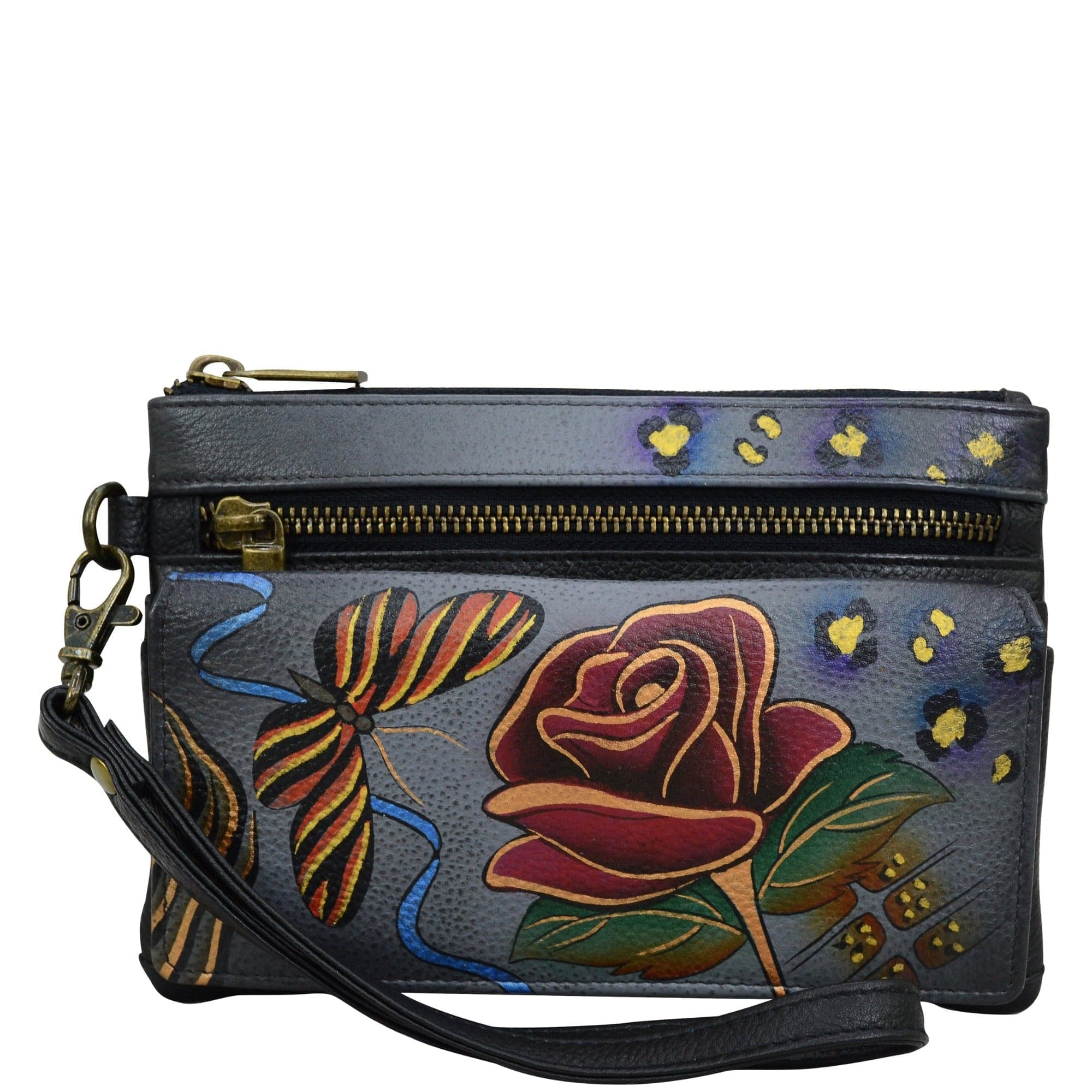 Rose Safari Grey Wristlet Organizer Wallet - 1838