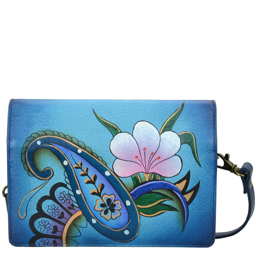 As Is Anuschka Hand-Painted Leather Two-Fold Wallet with Clasp - 20589745