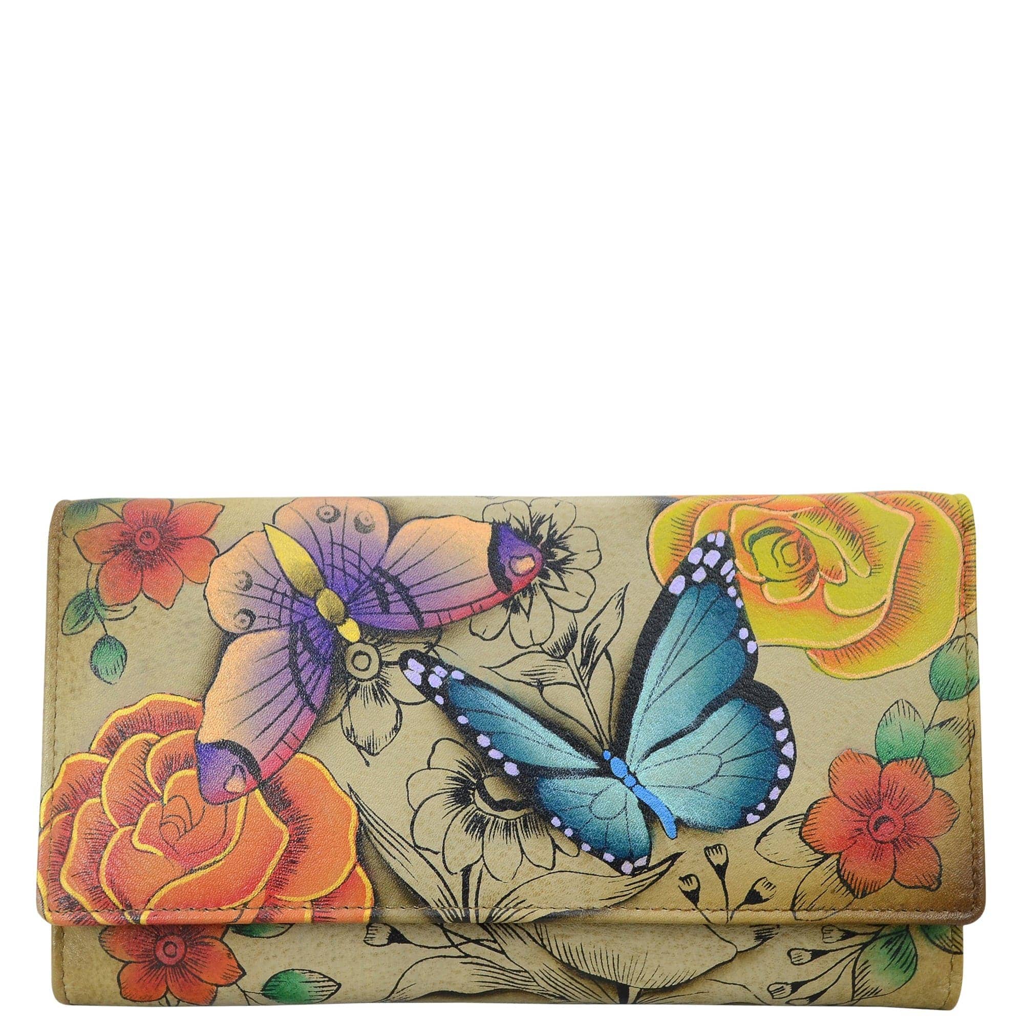 Floral Paradise Tan Three Fold Organizer Wallet - 1860