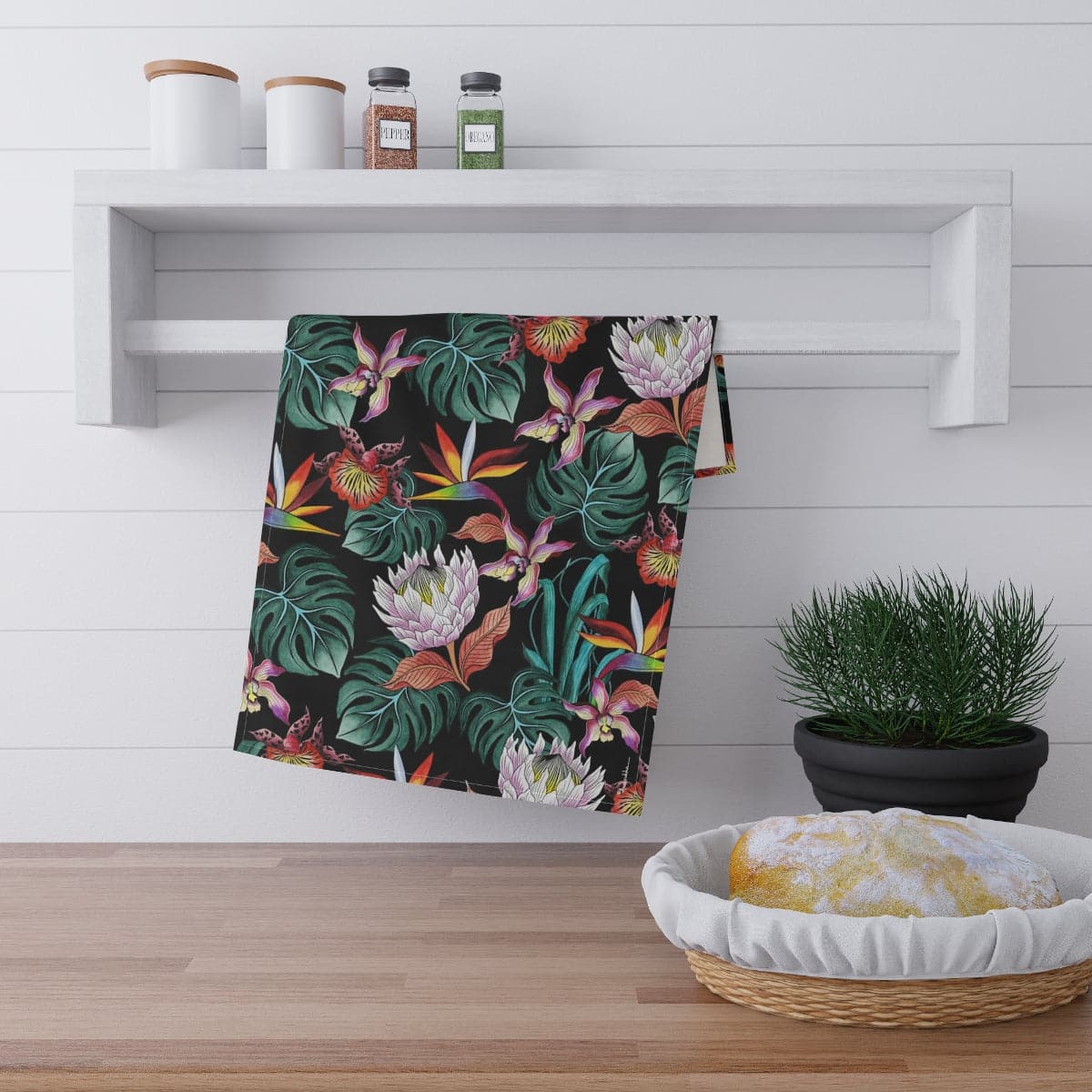 Island Escape Black Kitchen Towel