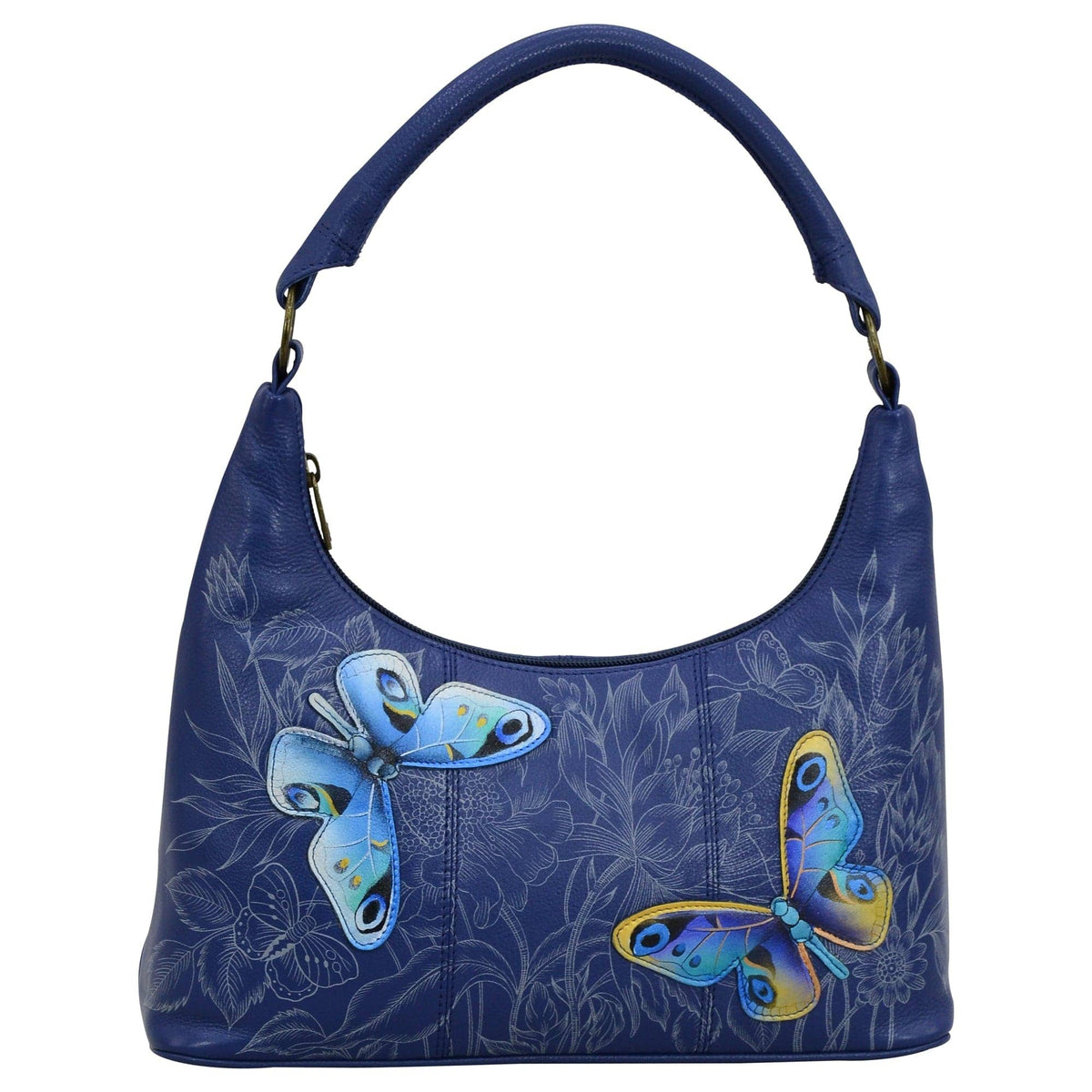 Leather Hand Painted Medium Zip Top Hobo - 371 – Anuschka