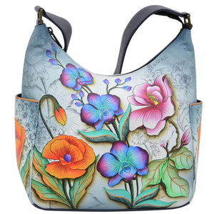 Floral Fantasy Classic Hobo With Side Pockets - 382