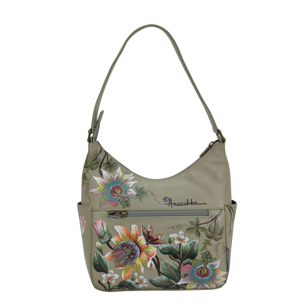 Buy Floral Passion Leather Classic Hobo With Side Pockets - 382 ...