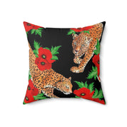 Enigmatic Leopard Polyester Square Pillow