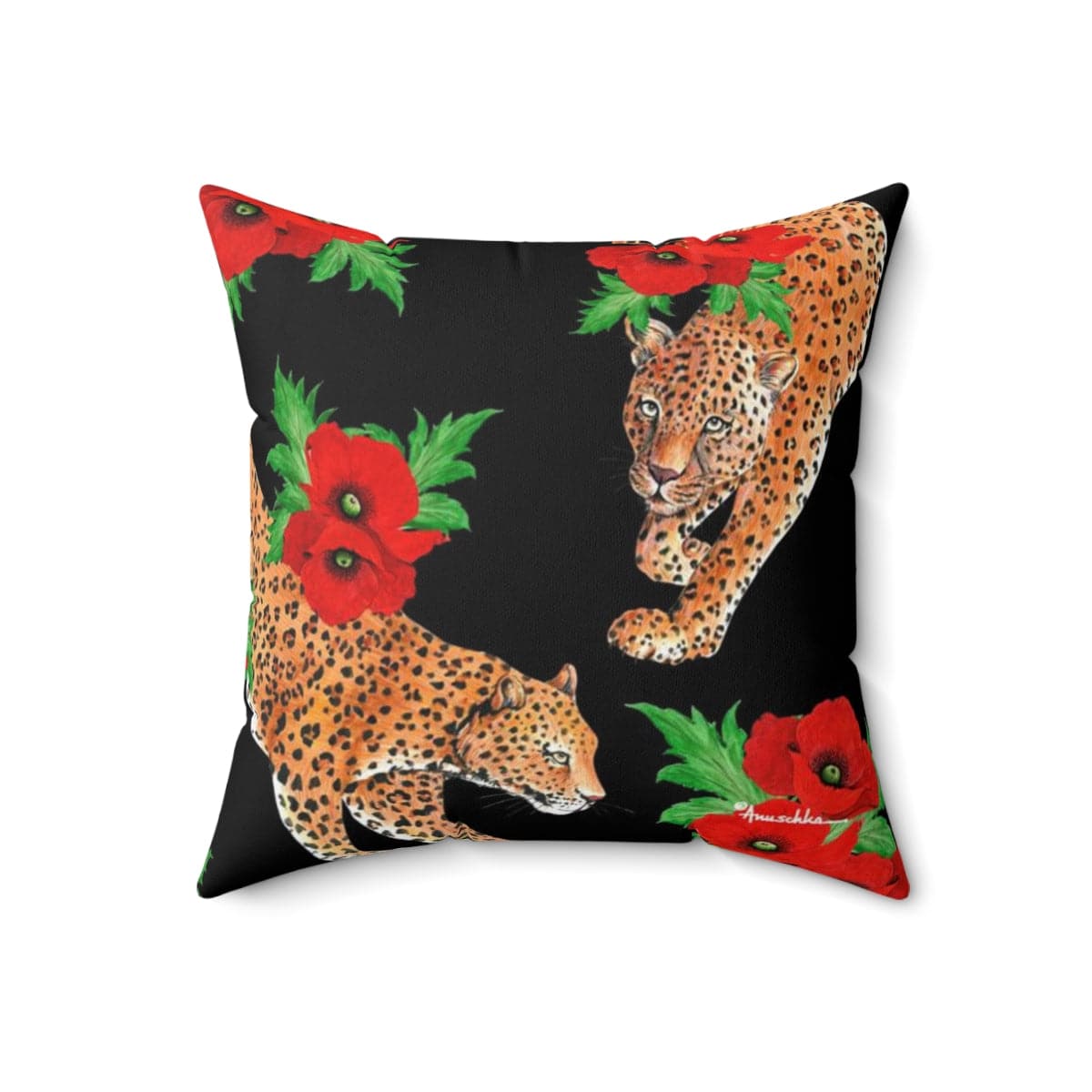 Enigmatic Leopard Polyester Square Pillow