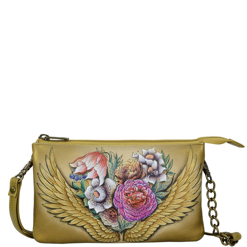 As Is Anuschka Hand-Painted Leather Crossbody Organizer Wallet - 20488105