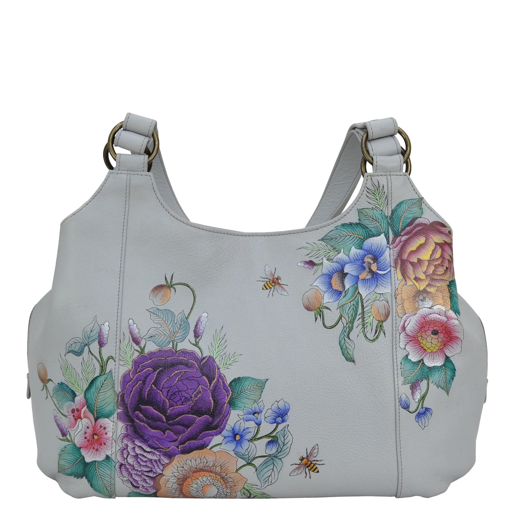 Floral Charm Triple Compartment Large Satchel - 652