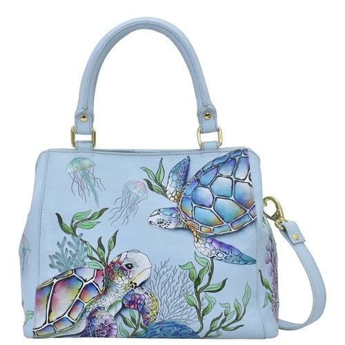 Blue Butterfly Anuschka Hand Painted Leather Bag - Elements Unleashed