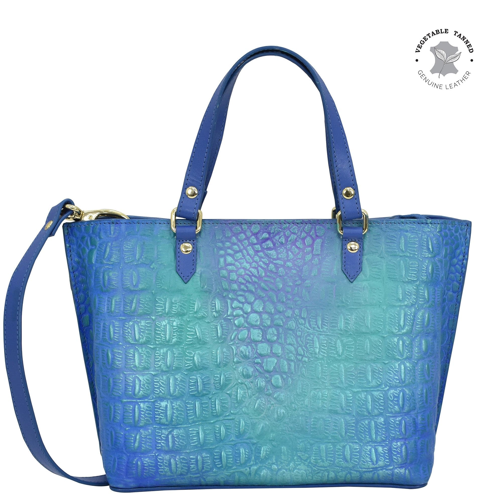 Croc Embossed Peacock Medium Tote - 693