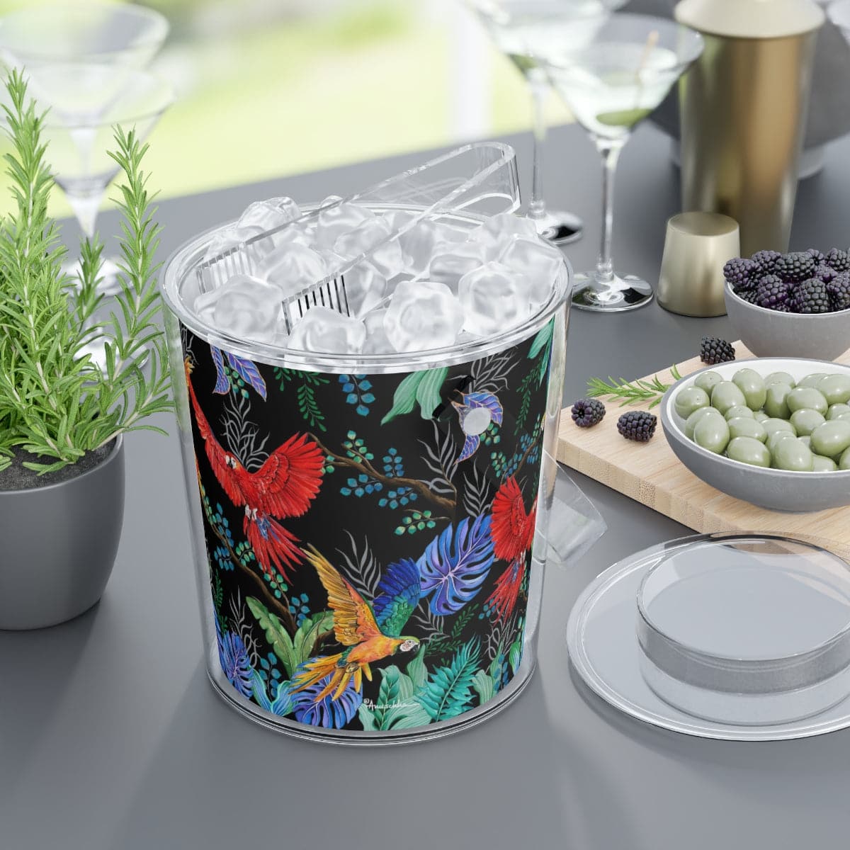 Rainforest Beauties Ice Bucket with Tongs