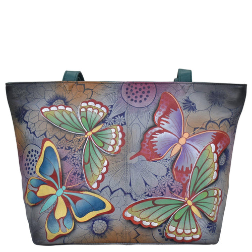 Hand painted butterfly on eco-leather handbag