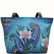 Denim Paisley Floral Large Tote - 8045