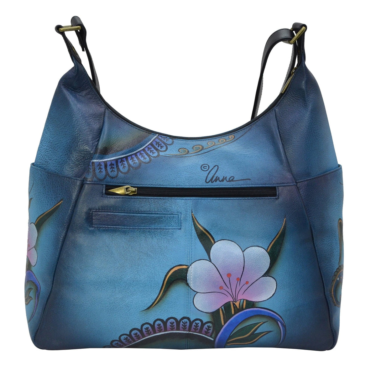 Leather Hand painted Multi Pocket Hobo - 8060 – Anuschka