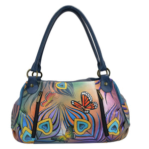 Flying Peacock Ruched Satchel - 8064