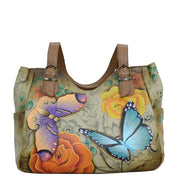 Floral Paradise Tan Shoulder Bag - 8065