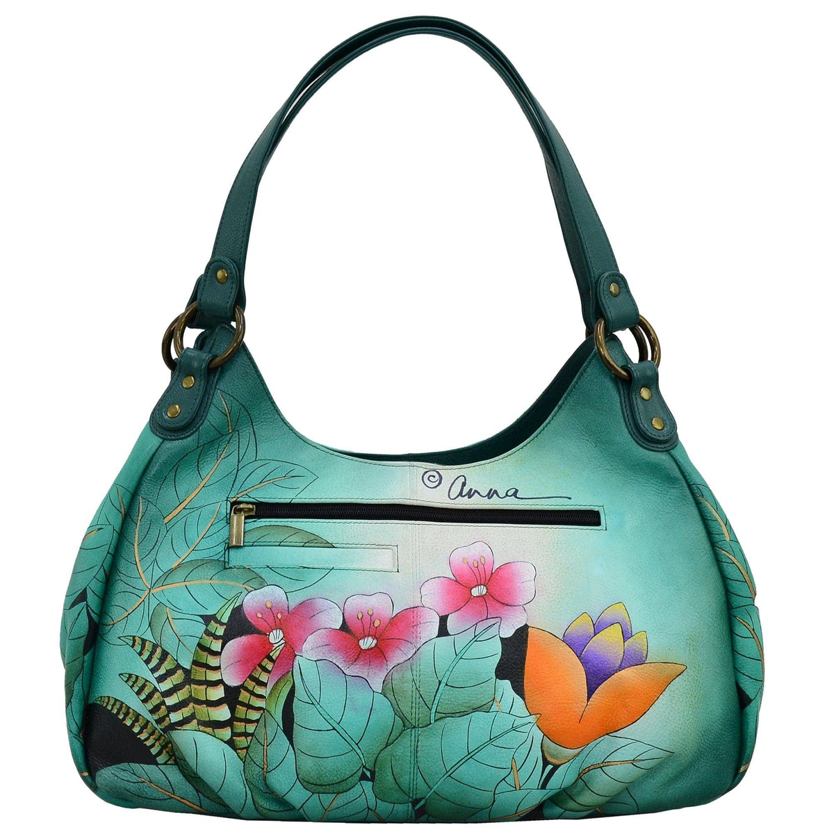 Leather Hand painted Large Ruched Hobo - 8078 – Anuschka